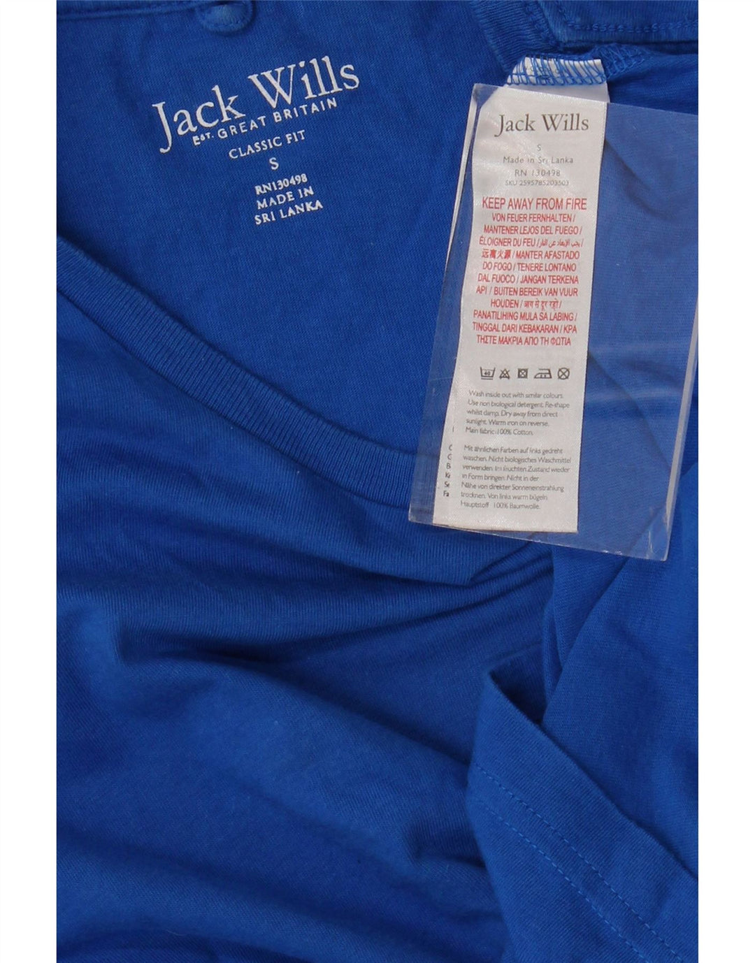 JACK WILLS Mens Classic Fit T-Shirt Top Small Blue Cotton