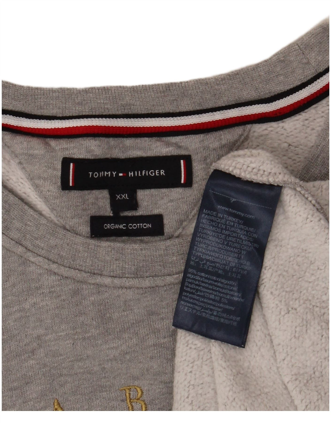Tommy Hilfiger Mens Graphic Sweatshirt Jumper 2XL Grey Colourblock Cotton