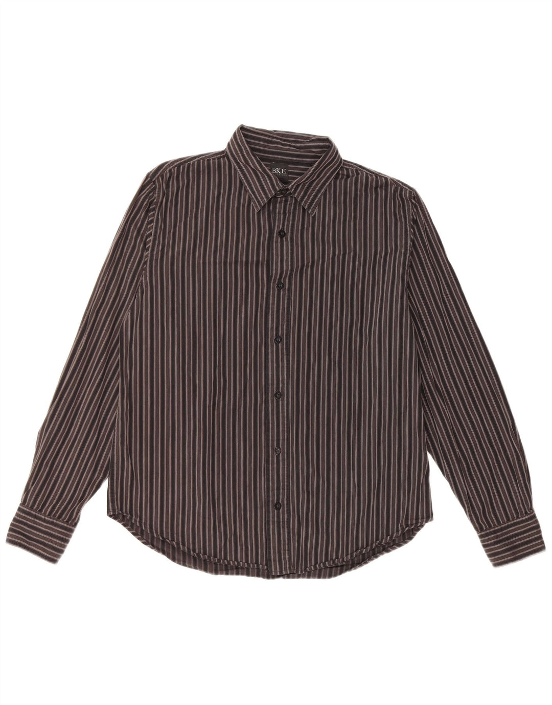 BKE Mens Shirt Large Black Striped Cotton