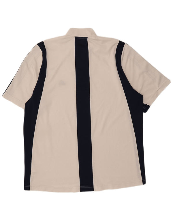 Adidas Mens Zip Neck T-Shirt Top Large White Colourblock Polyester