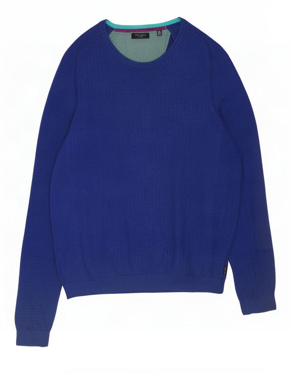 Ted Baker Mens Boat Neck Jumper Sweater Large Blue Cotton
