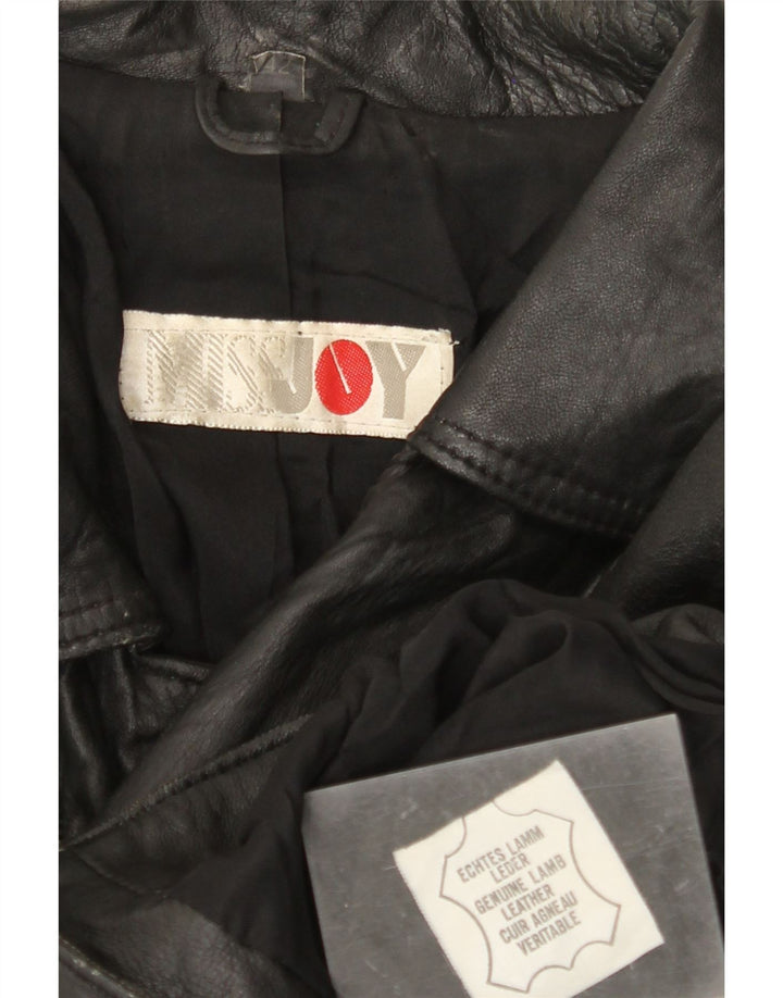 MISS JOY Womens Leather Biker Jacket IT 42 Medium Black Leather