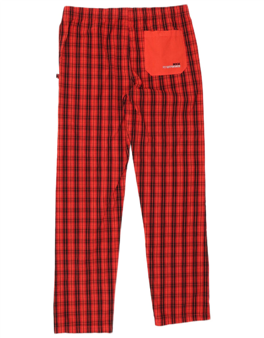 Rock Experience Mens Straight Trousers Medium W32 L32 Red Check Cotton