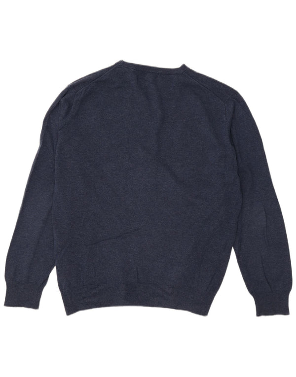 Gant Mens Crew Neck Jumper Sweater Large Navy Blue Cotton