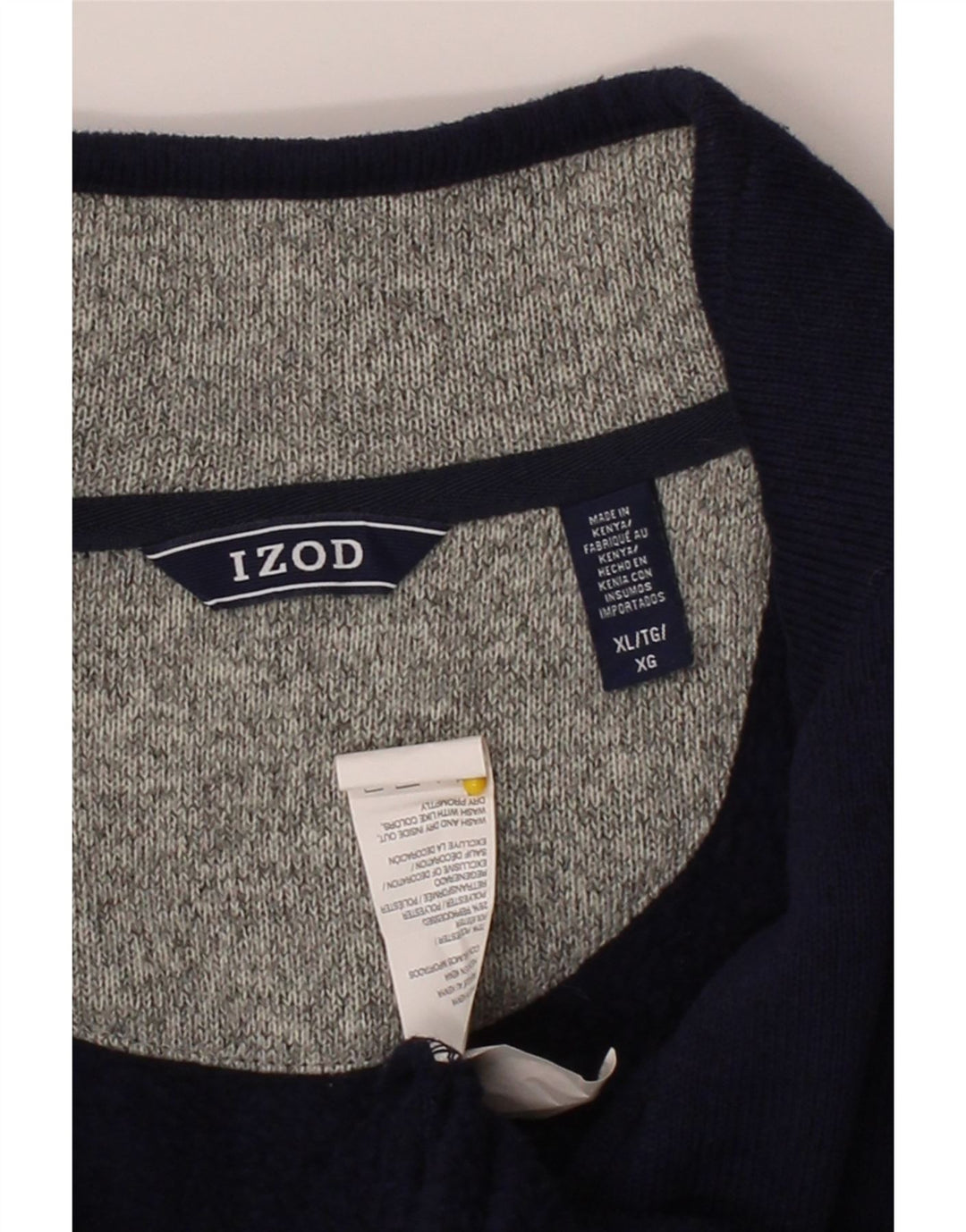 IZOD Mens Zip Neck Sweatshirt Jumper XL Navy Blue Polyester Vintage Izod and Second-Hand Izod from Messina Hembry 