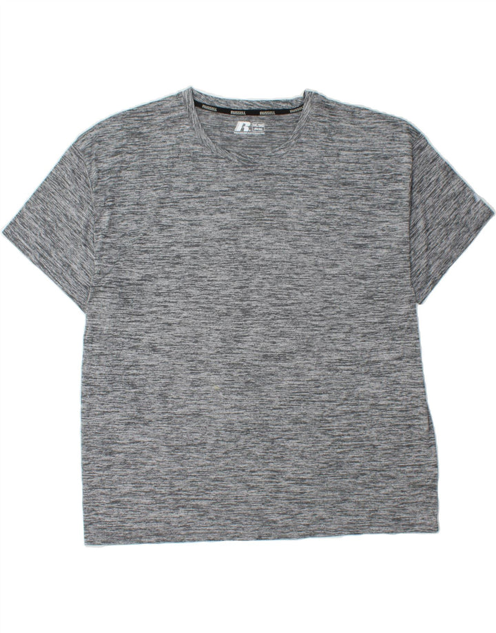 RUSSELL ATHLETIC Mens T-Shirt Top 3XL Grey Flecked Polyester Vintage Russell Athletic and Second-Hand Russell Athletic from Messina Hembry 