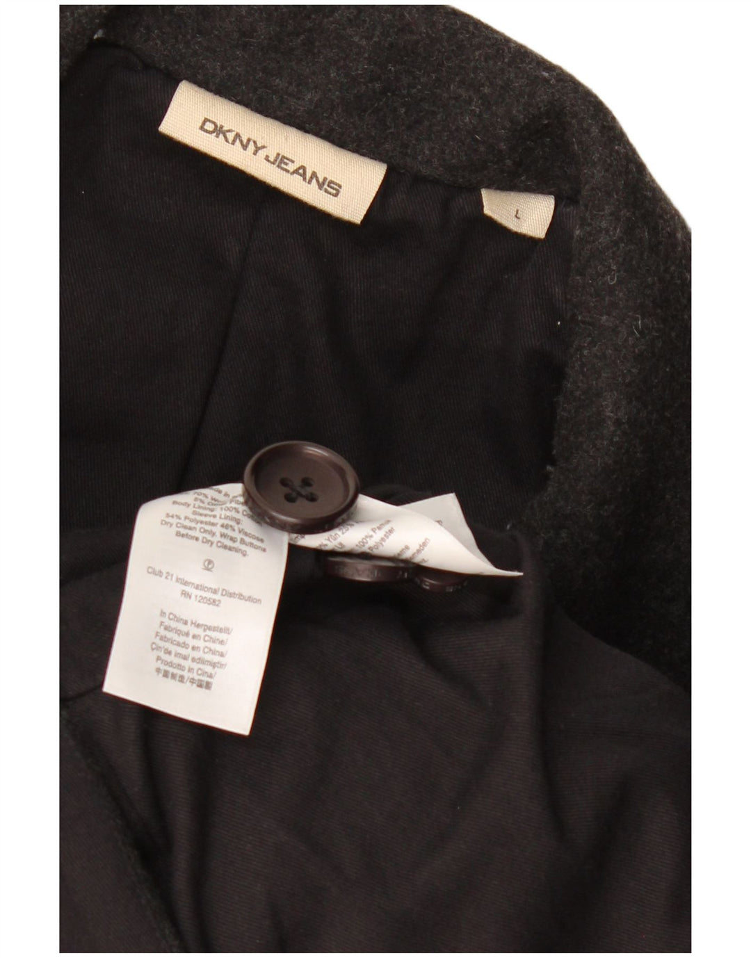 DKNY Mens Pea Coat UK 40 Large Grey Wool