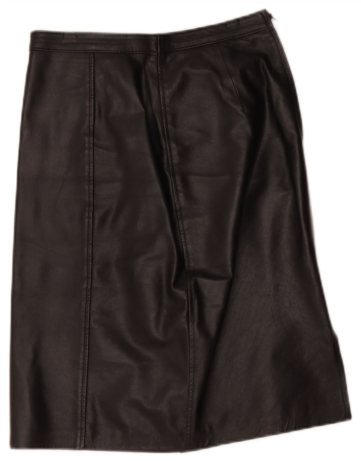 Vintage Womens Leather Skirt W28 Medium Black