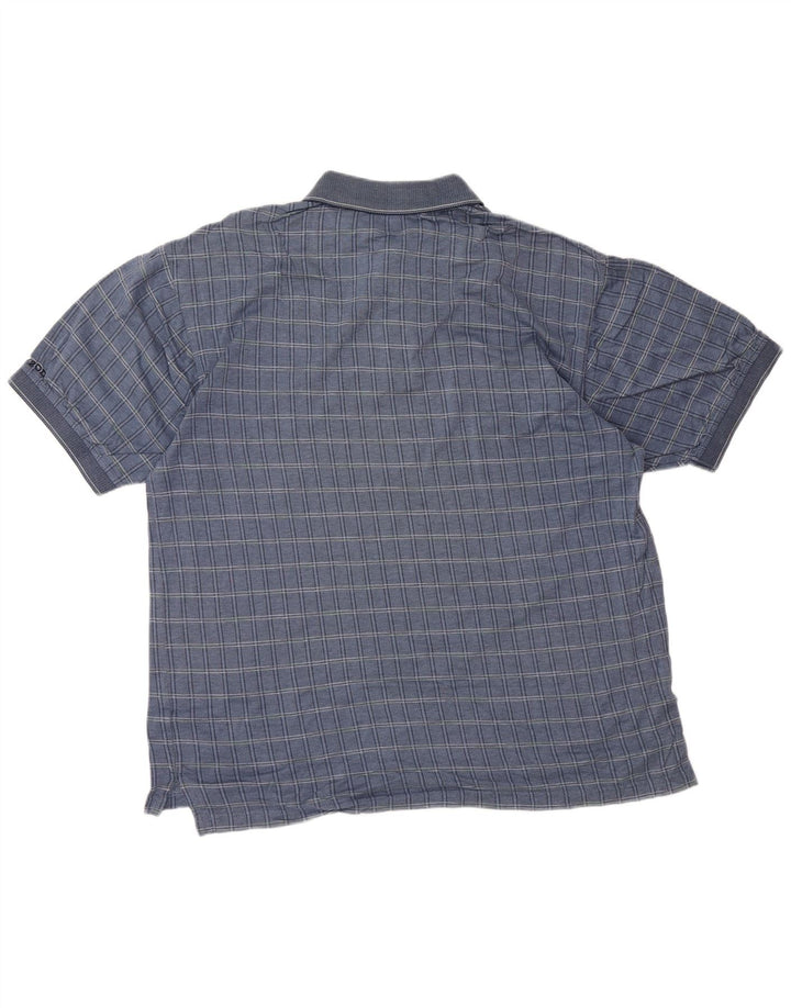 IZOD Mens Polo Shirt Large Blue Check Cotton