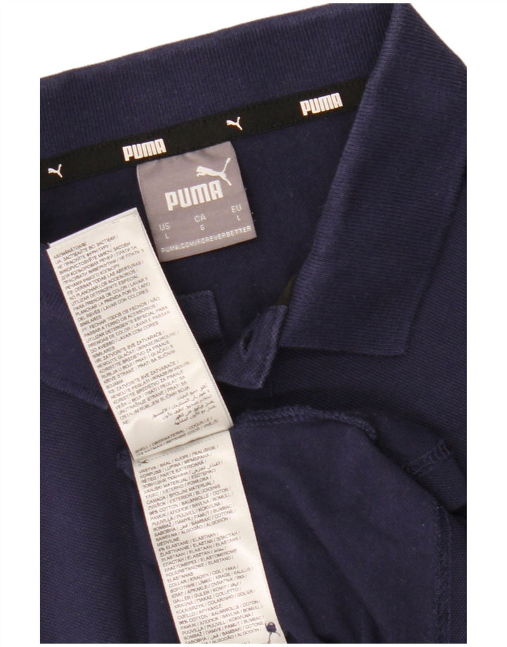 Puma Mens Polo Shirt Large Navy Blue Cotton