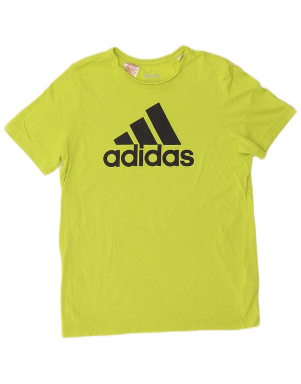 Adidas Boys Climalite Graphic T-Shirt Top 13-14 Years Green Cotton