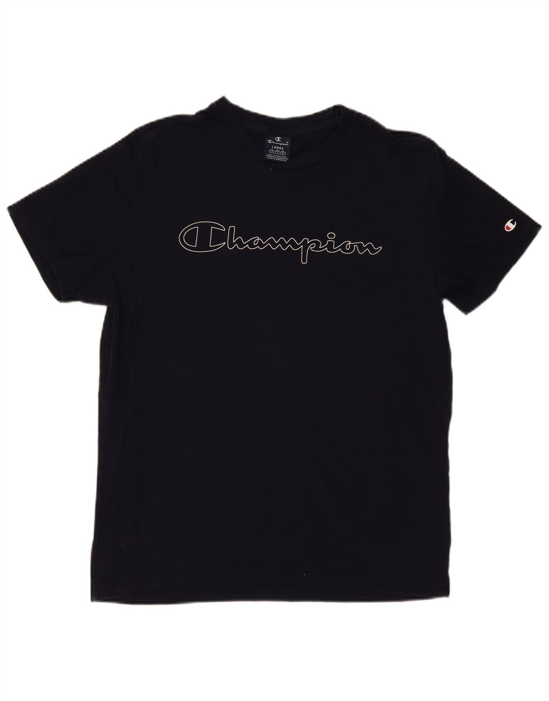 CHAMPION Mens Graphic T-Shirt Top Large Navy Blue Cotton