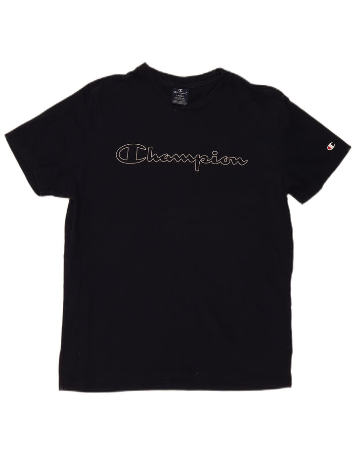 CHAMPION Mens Graphic T-Shirt Top Large Navy Blue Cotton