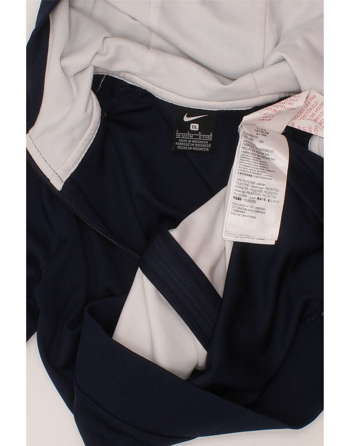 NIKE Boys Zip Hoodie Sweater 6-7 Years Large Navy Blue Colourblock