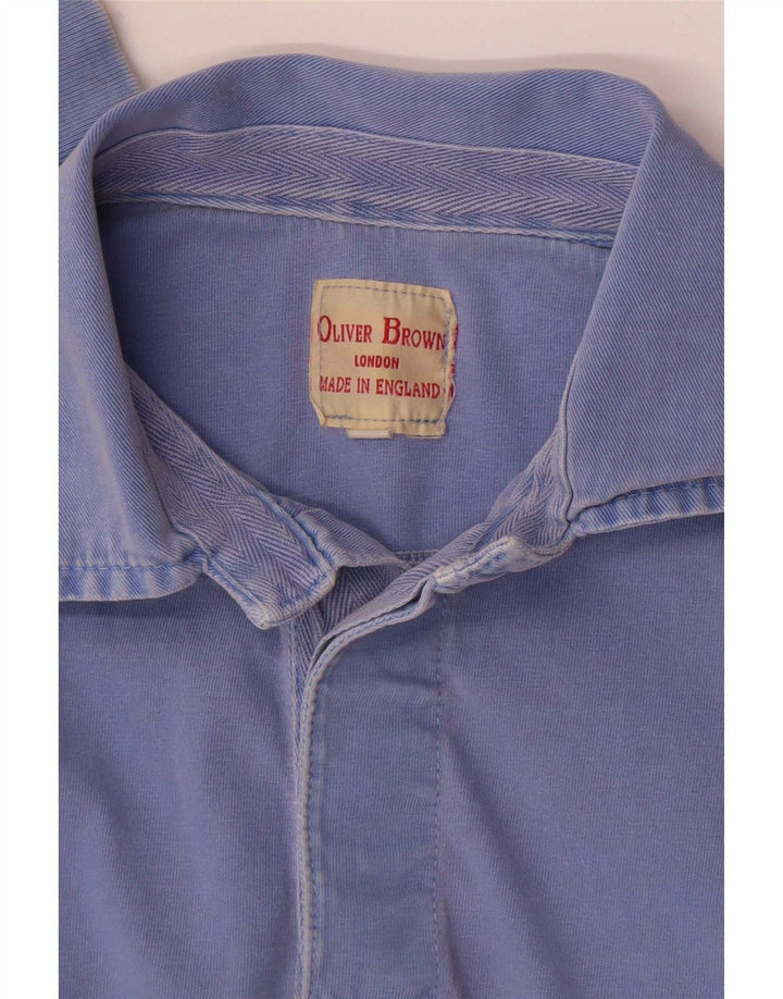 Oliver Brown Mens Long Sleeve Polo Shirt Medium Blue