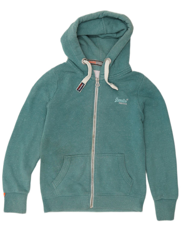 Superdry Mens Zip Hoodie Sweater Medium Green Flecked Cotton