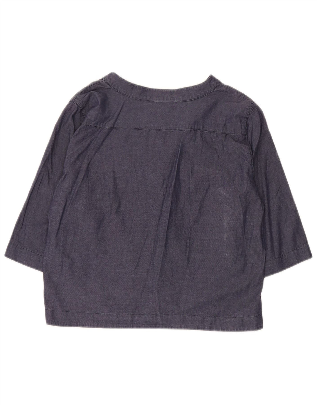 Marella Womens Crop 3/4 Sleeve Pullover Shirt UK 10 Small Navy Blue