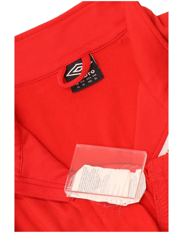 Umbro Mens Zip Neck Sweatshirt Jumper XL Red Polyester