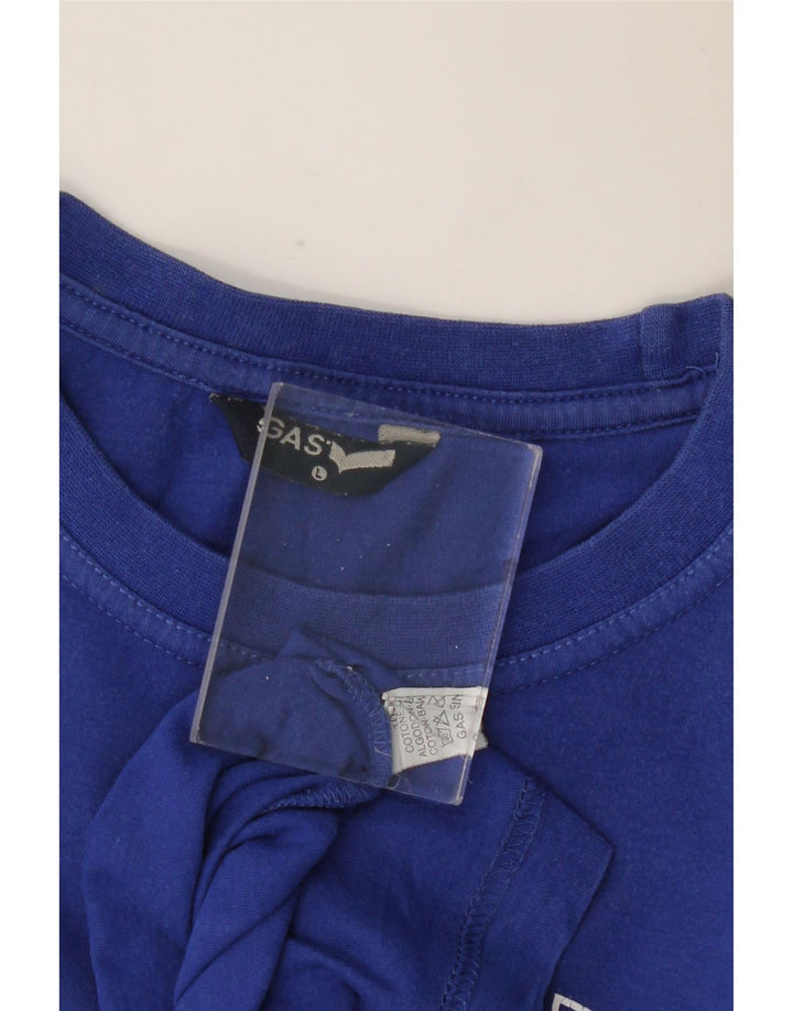 GAS Mens Graphic T-Shirt Top Large Blue Cotton