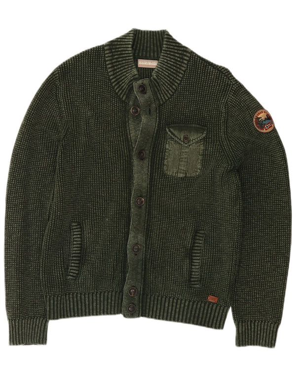 Napapijri Mens Geographic Cardigan Sweater Medium Green