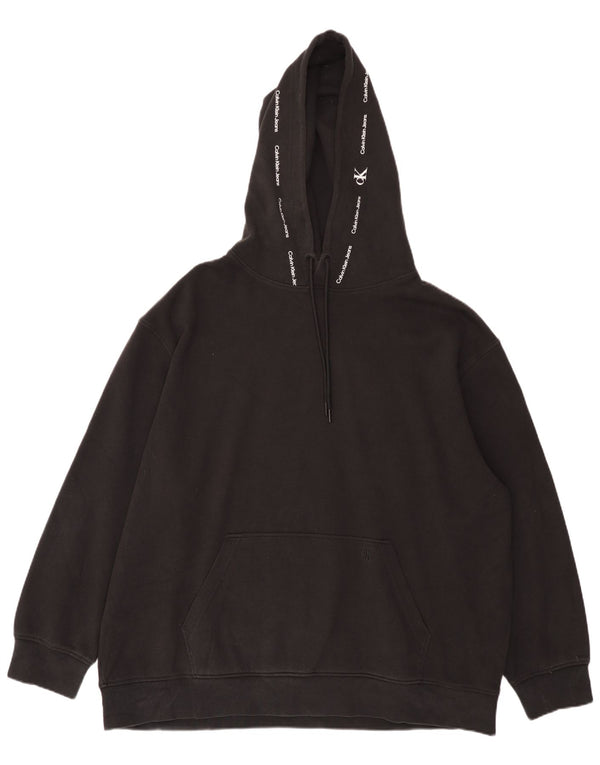 Calvin Klein Jeans Mens Graphic Hoodie Jumper 5XL Black Cotton