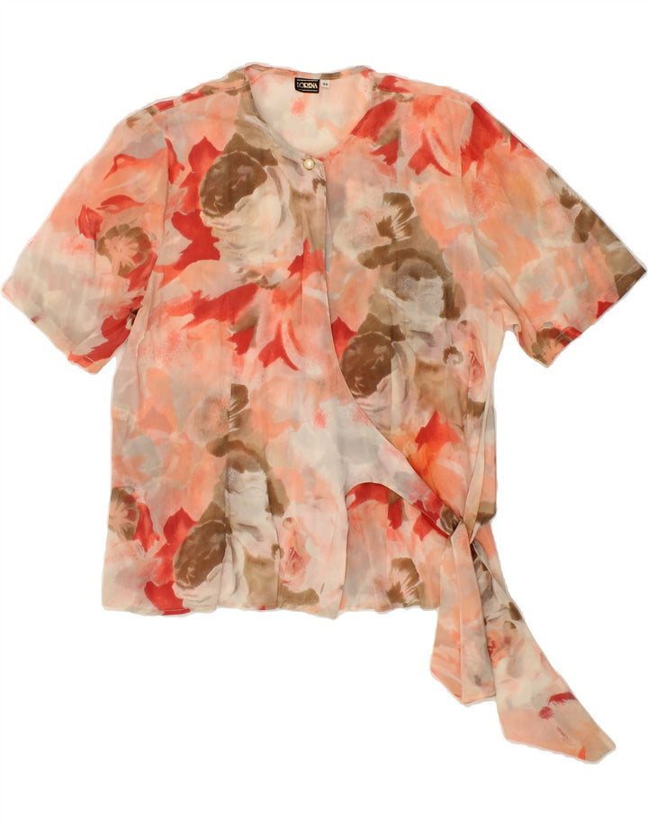 VINTAGE Womens Wrap Shirt Blouse IT 44 Medium Pink Floral Vintage Vintage and Second-Hand Vintage from Messina Hembry 
