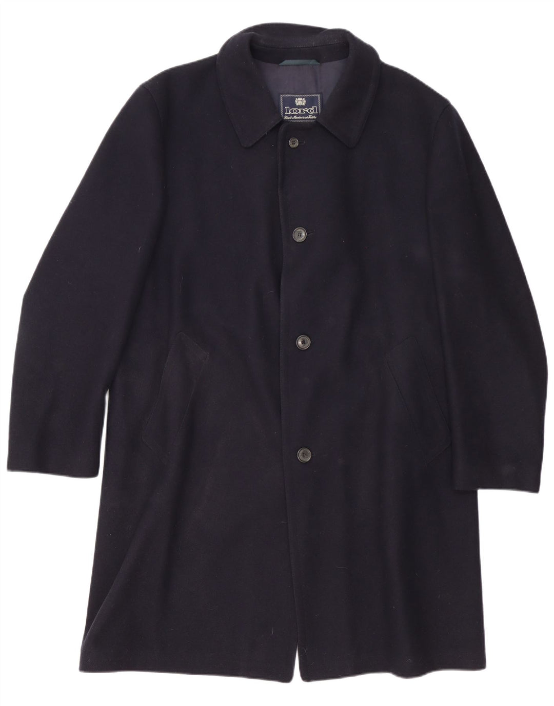 Lord Mens Overcoat UK 40 Large Navy Blue Virgin Wool