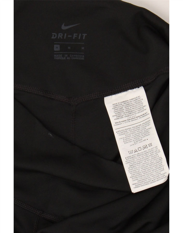NIKE Womens Dri Fit Leggings UK 12 Medium  Black Polyester