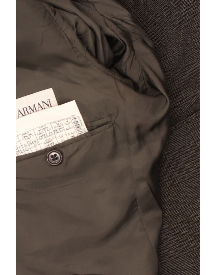 Armani Mens 2 Button Blazer Jacket IT 52 Large Grey Houndstooth Polyester