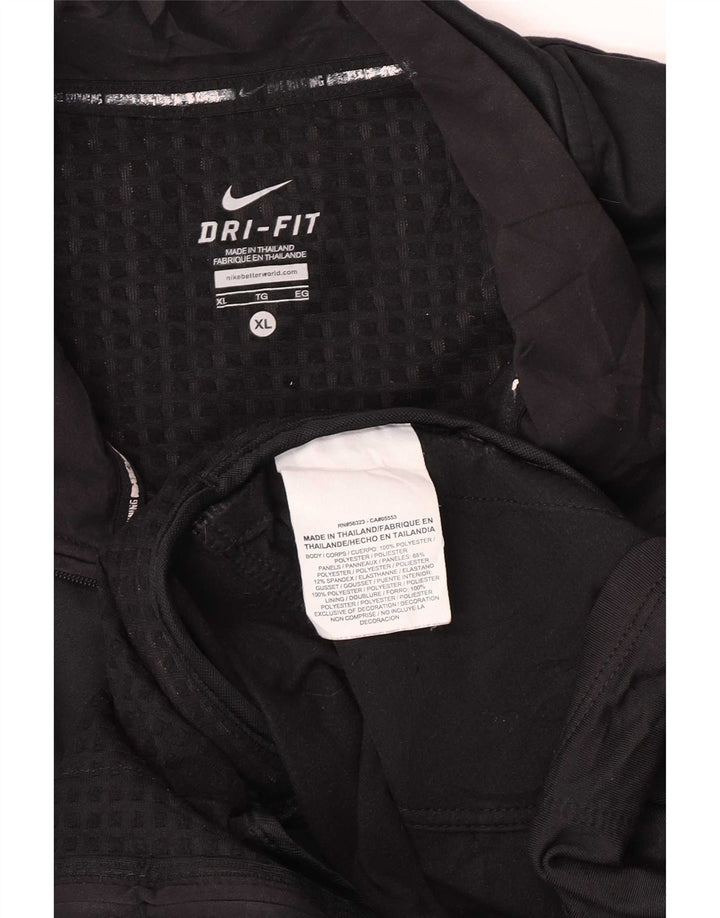 Nike Womens Dri Fit Tracksuit Top Jacket UK 18 XL Black Polyester