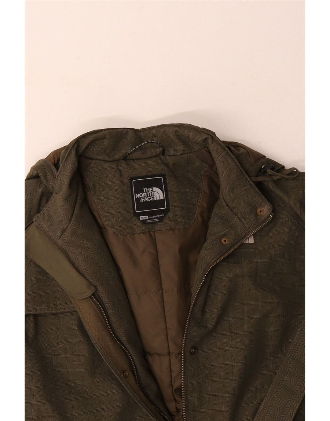 THE NORTH FACE Womens Hooded Windbreaker Coat UK 14 Medium Green Check