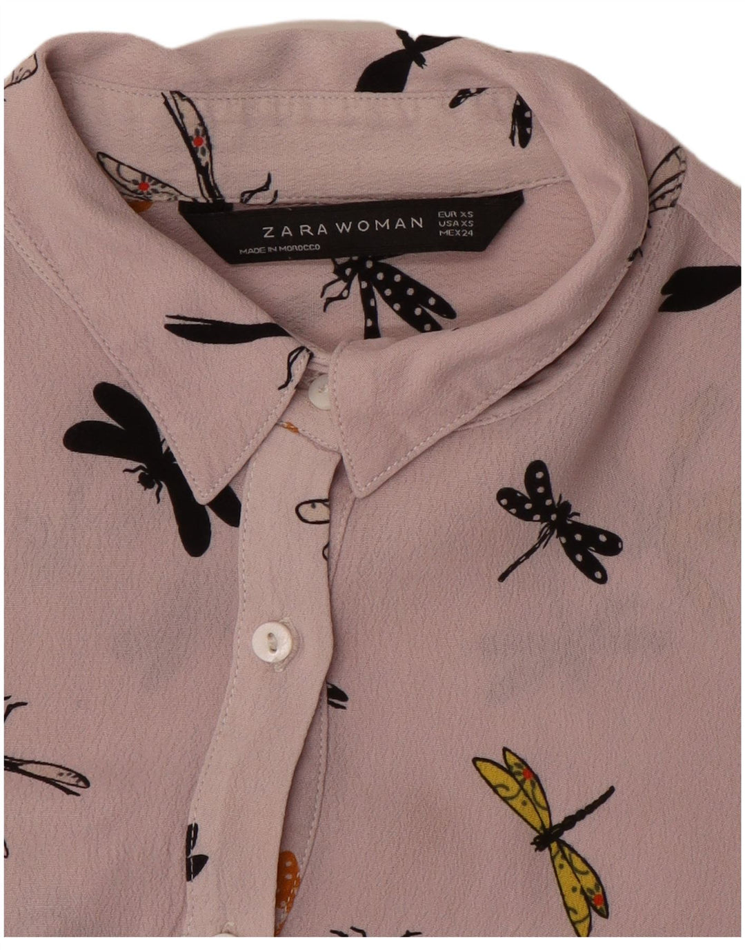 ZARA Womens Abstract Pattern Shirt Blouse UK 6 XS Purple