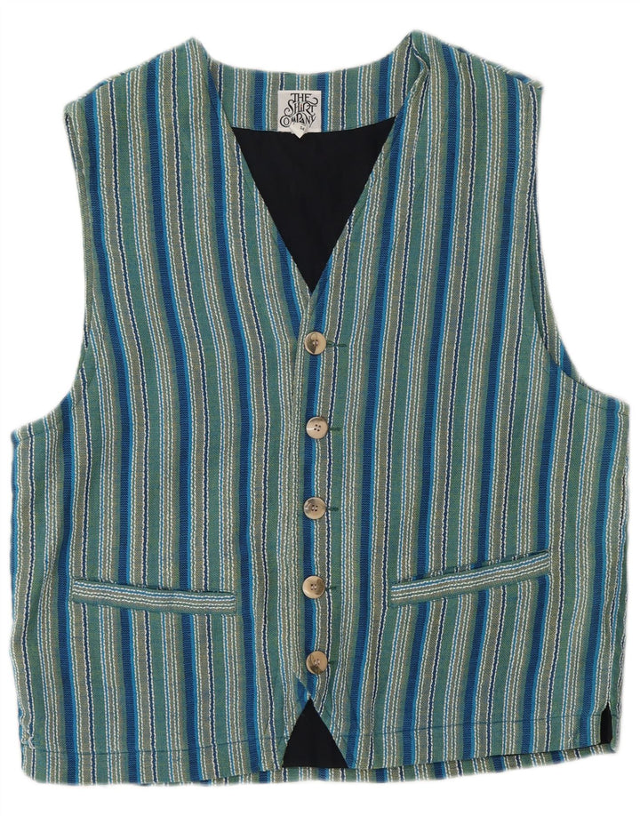 THE SHIRT COMPANY Womens Waistcoat UK 22 3XL Blue Striped