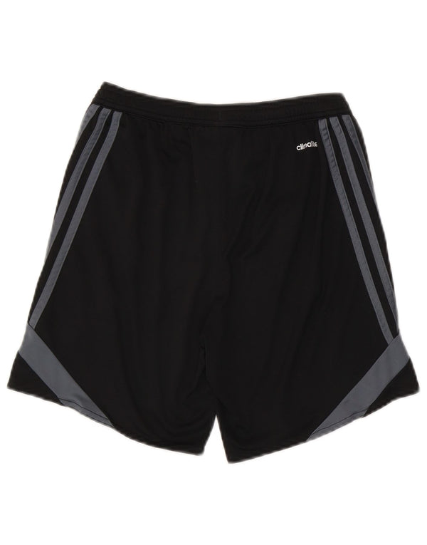 ADIDAS Boys Climalite Sport Shorts 11-12 Years Large Black Colourblock