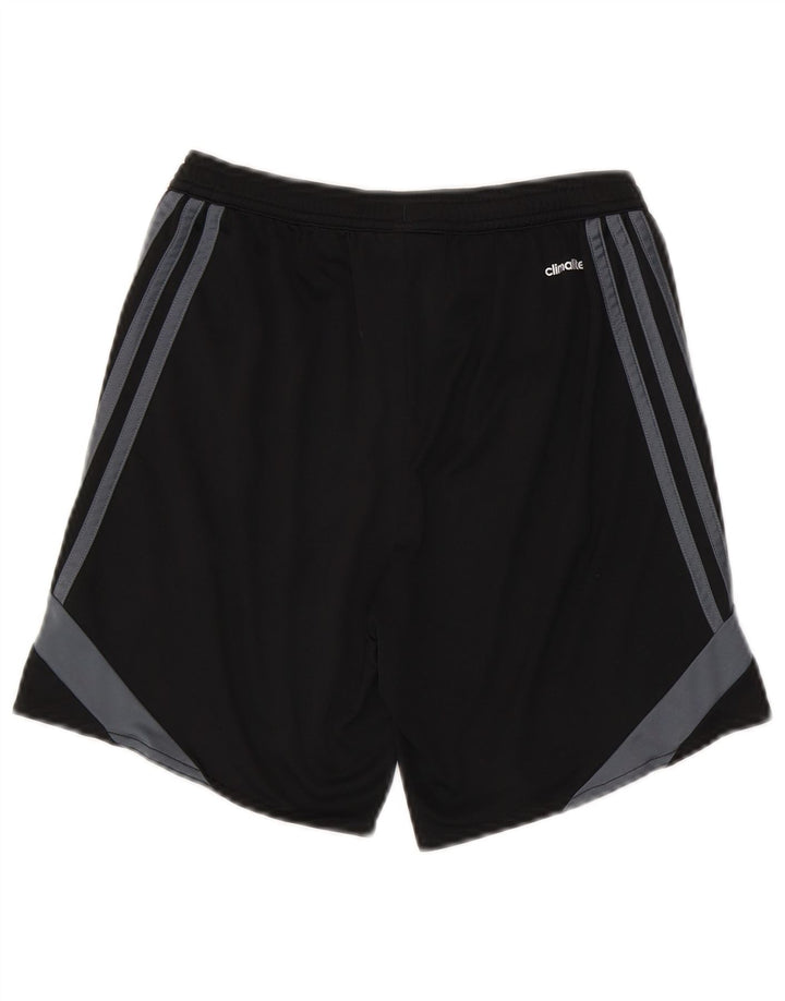 ADIDAS Boys Climalite Sport Shorts 11-12 Years Large Black Colourblock