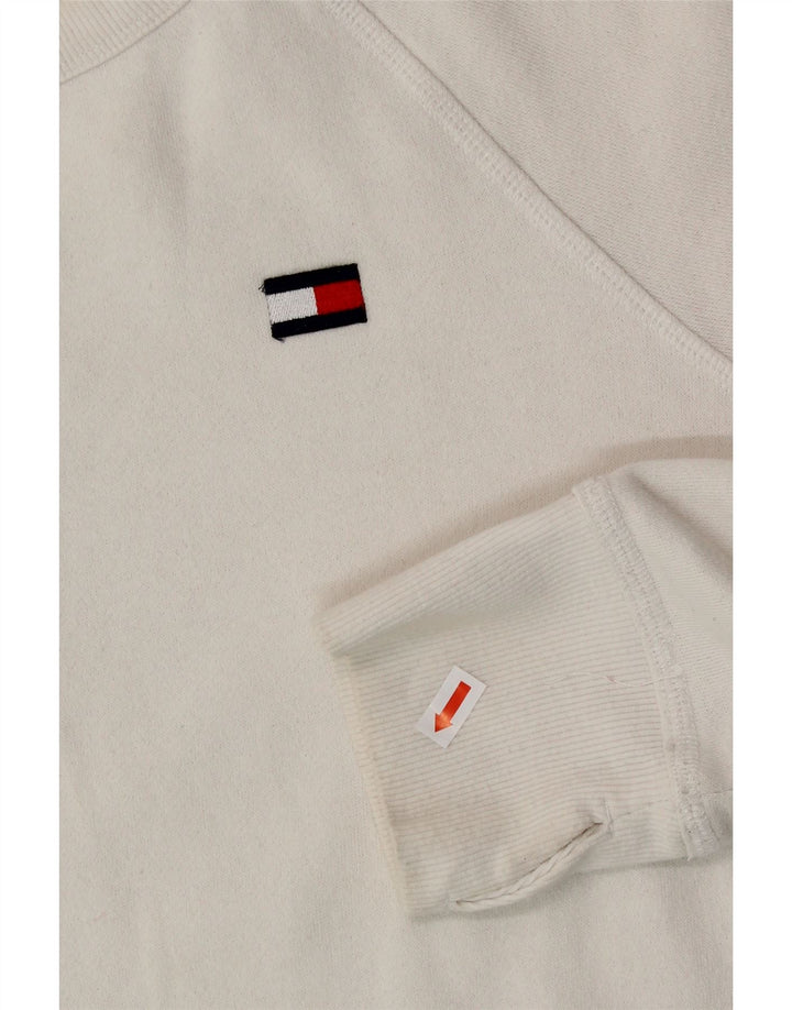 TOMMY HILFIGER Womens Oversized Sweatshirt Jumper UK 10 Small White Vintage Tommy Hilfiger and Second-Hand Tommy Hilfiger from Messina Hembry 