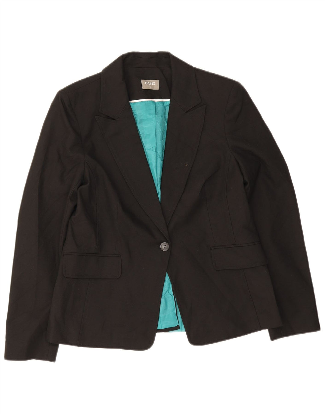 Oasis Womens 1 Button Blazer Jacket UK 12 Medium Black Polyester