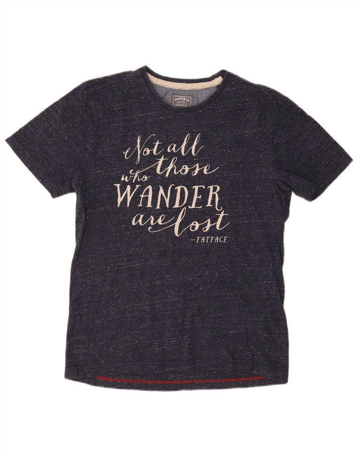 FAT FACE Womens Graphic T-Shirt Top Medium Navy Blue Flecked Cotton