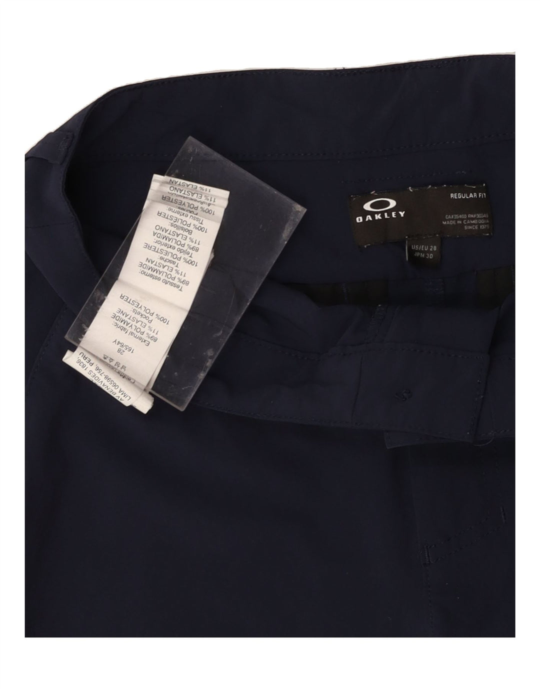 OAKLEY Mens Chino Shorts W28 Small Navy Blue Polyester Vintage Oakley and Second-Hand Oakley from Messina Hembry 
