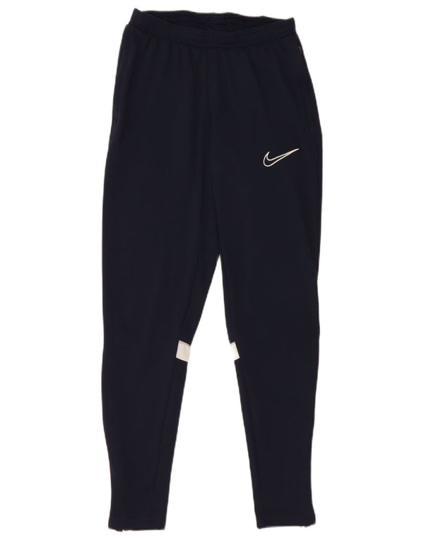 NIKE Boys Dri Fit Tracksuit Trousers 6-7 Years XS Navy Blue Colourblock