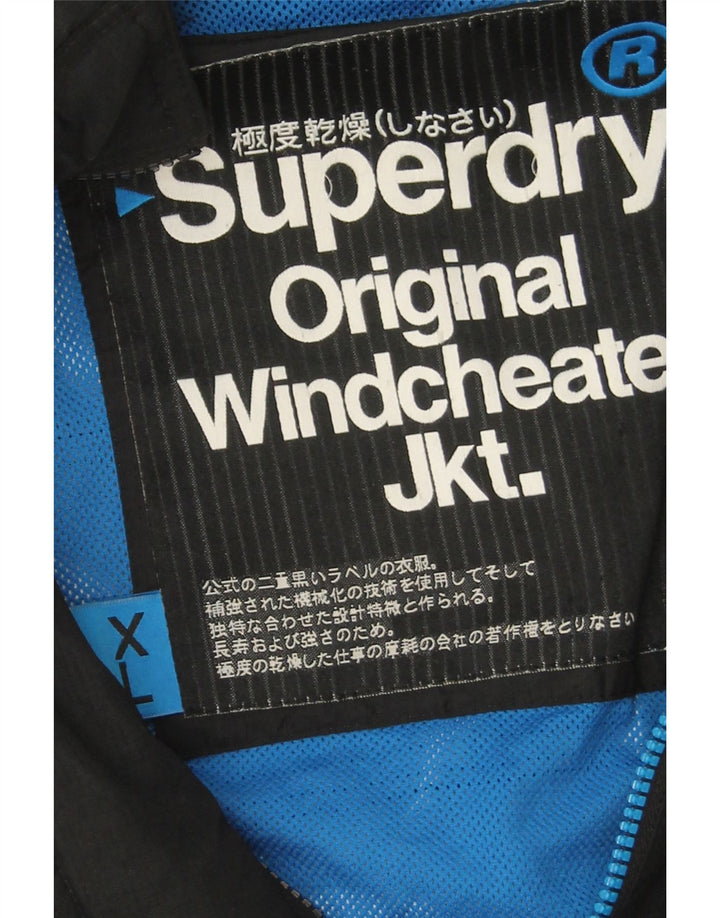 Superdry Mens Windcheater Rain Jacket UK 42 XL Black Nylon