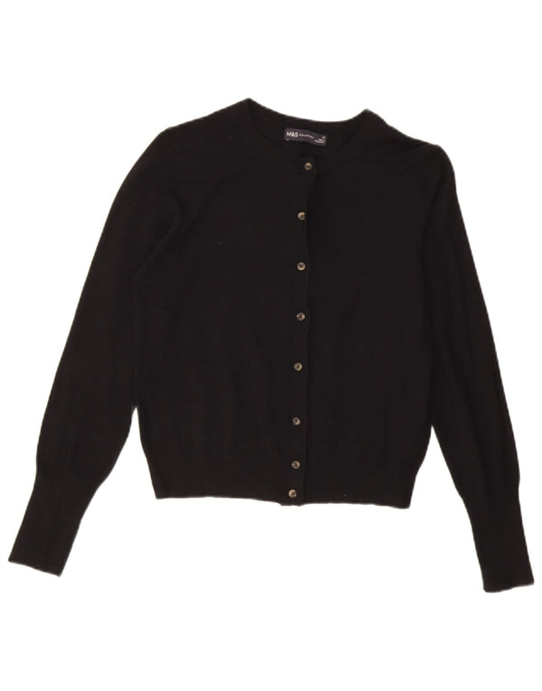 Marks & Spencer Womens Crop Cardigan Sweater UK 10 Small Black Viscose