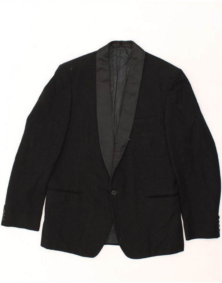 BURTON Mens 1 Button Blazer Jacket UK 38 Medium Black Vintage Burton and Second-Hand Burton from Messina Hembry 