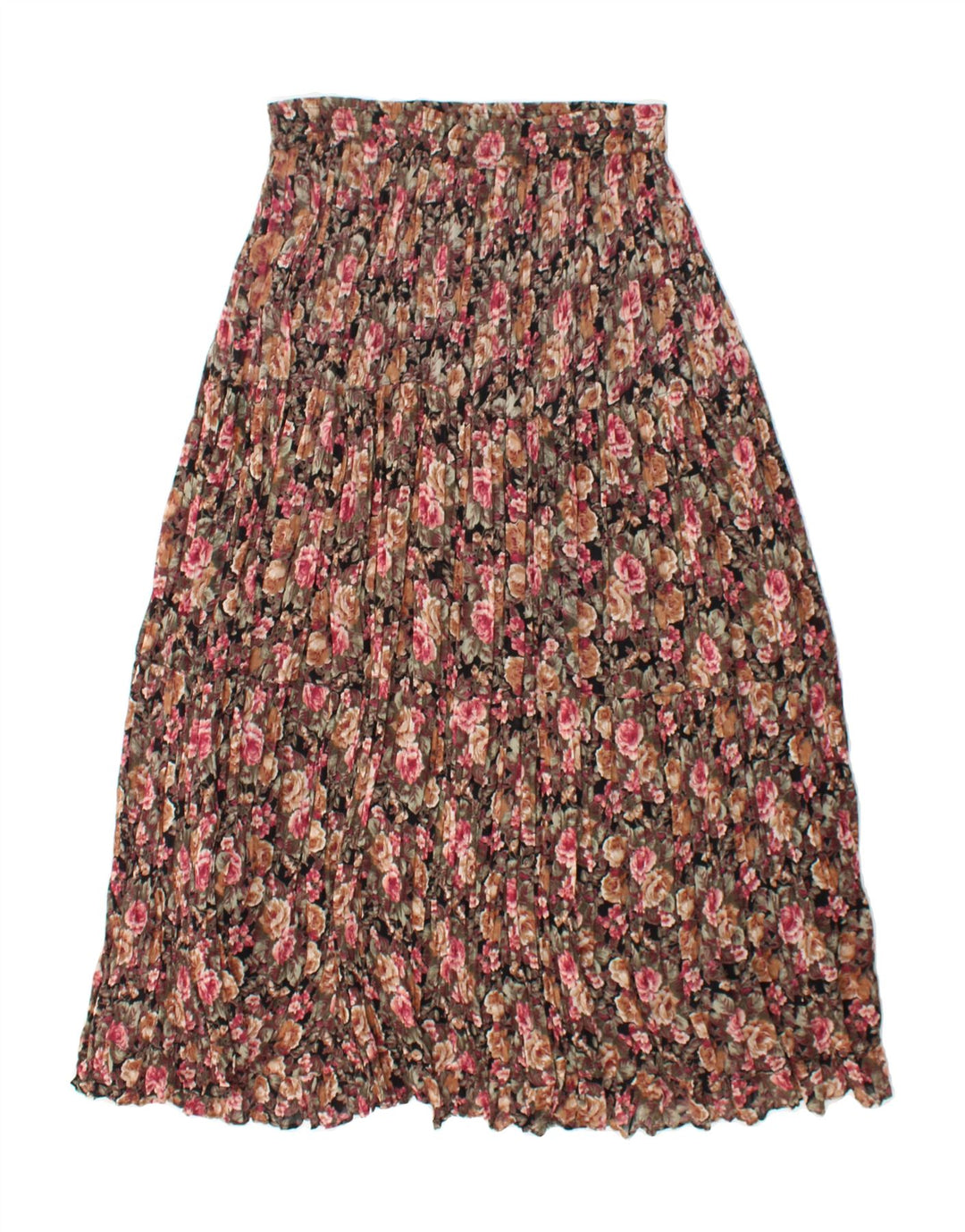 VINTAGE Womens Pleated Skirt Medium W35 Multicoloured Floral Rayon Vintage Vintage and Second-Hand Vintage from Messina Hembry 