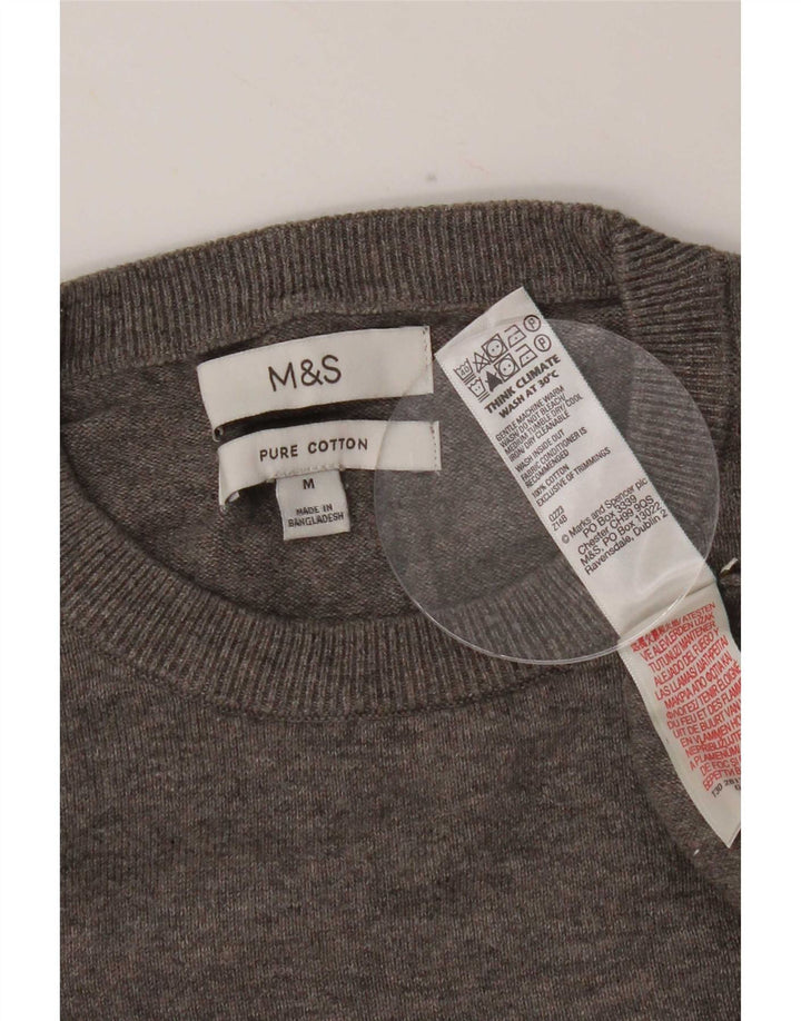 Marks & Spencer Mens Crew Neck Jumper Sweater Medium Grey Cotton