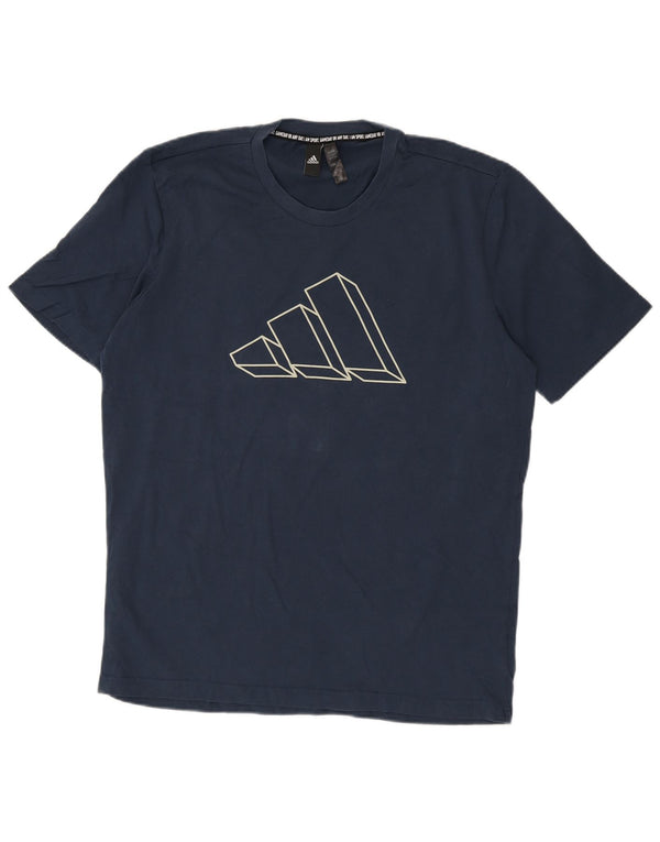 Adidas Mens Graphic T-Shirt Top Large Navy Blue Cotton
