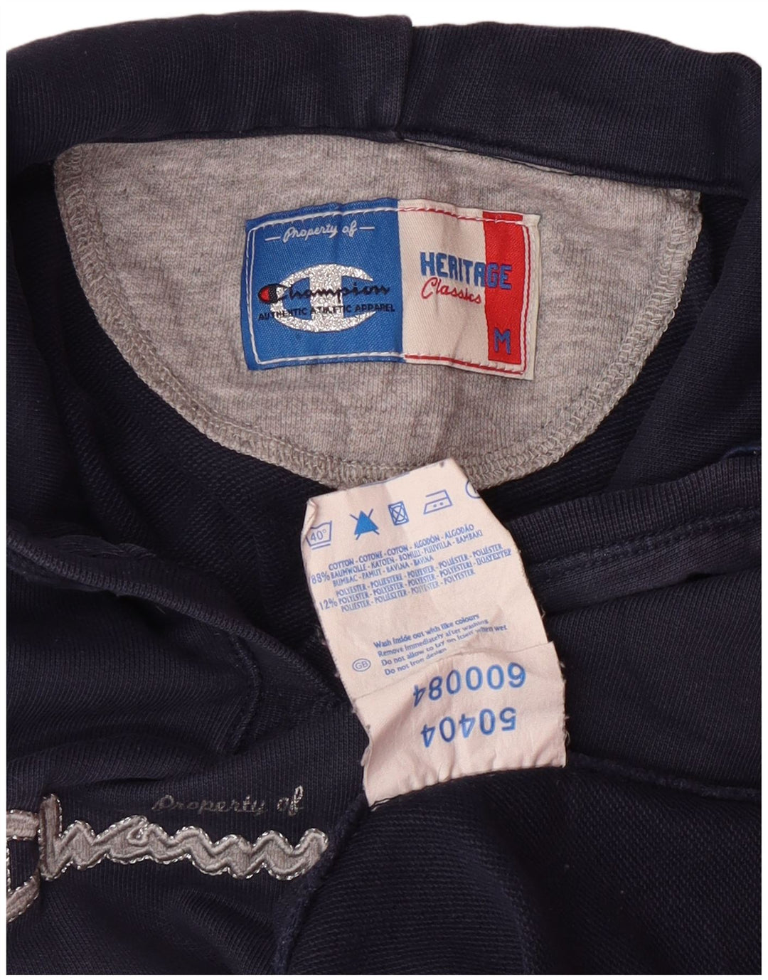 CHAMPION Womens Heritage Classics Hoodie Jumper UK 12 Medium Navy Blue