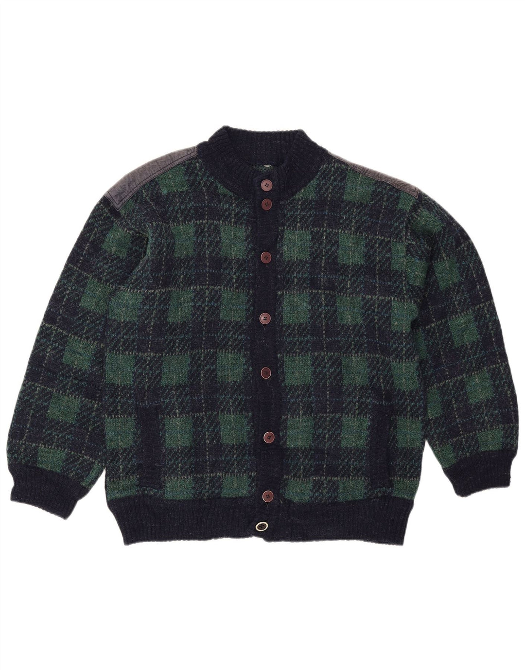 Vintage Mens Cardigan Sweater IT 54 XL Navy Blue Check Wool