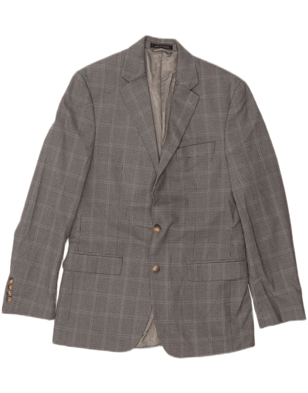 CHAPS Mens 2 Button Blazer Jacket UK 38 Medium Grey Houndstooth Polyester