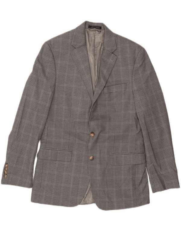 CHAPS Mens 2 Button Blazer Jacket UK 38 Medium Grey Houndstooth Polyester